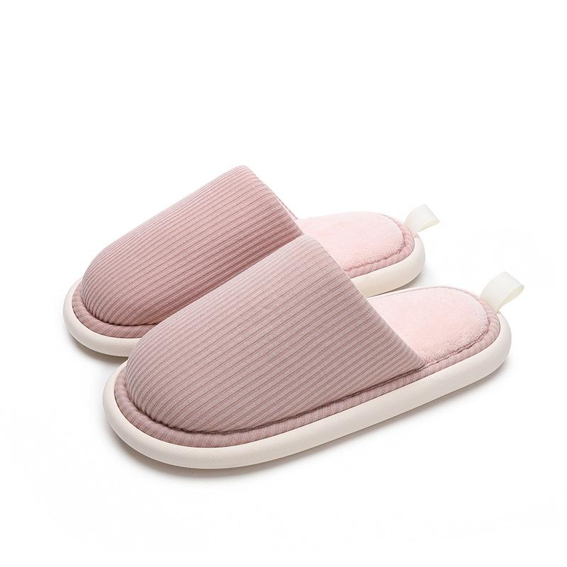 High-end Slippers Cotton Slippers Women's Thick-soled Outer Wear Couple Autumn and Winter Household Indoor Winter Fluffy Slippers Men