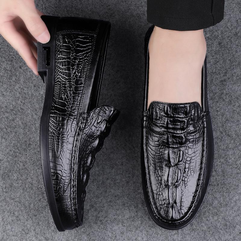 Warm Winter Casual Mens Loafers Genuine Leather Male Shoes Lightweight Men's Boat Shoes Handmade Soft Slip-On Driving Shoes