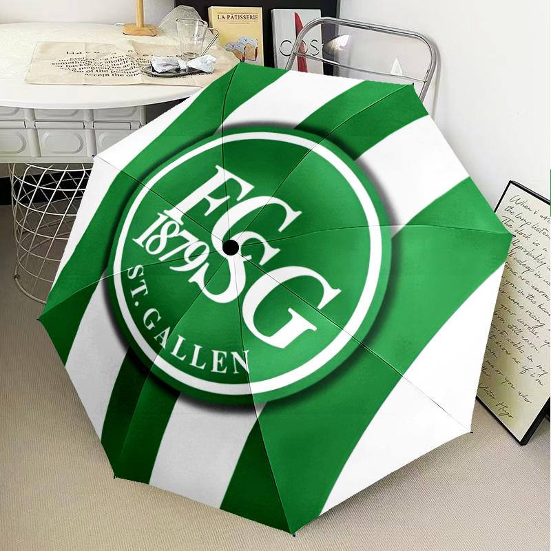Saint Gall Green And White Heritage Umbrella Folding umbrella, automatic umbrella 8-Frame for Travel, camping Use Gift for Halloween Christmas