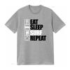 Футболка Eat Sleep Repeat для повседневной уличной одежды винтажная стиранная мужская streetwear слегка удобный топ для повседневной носки