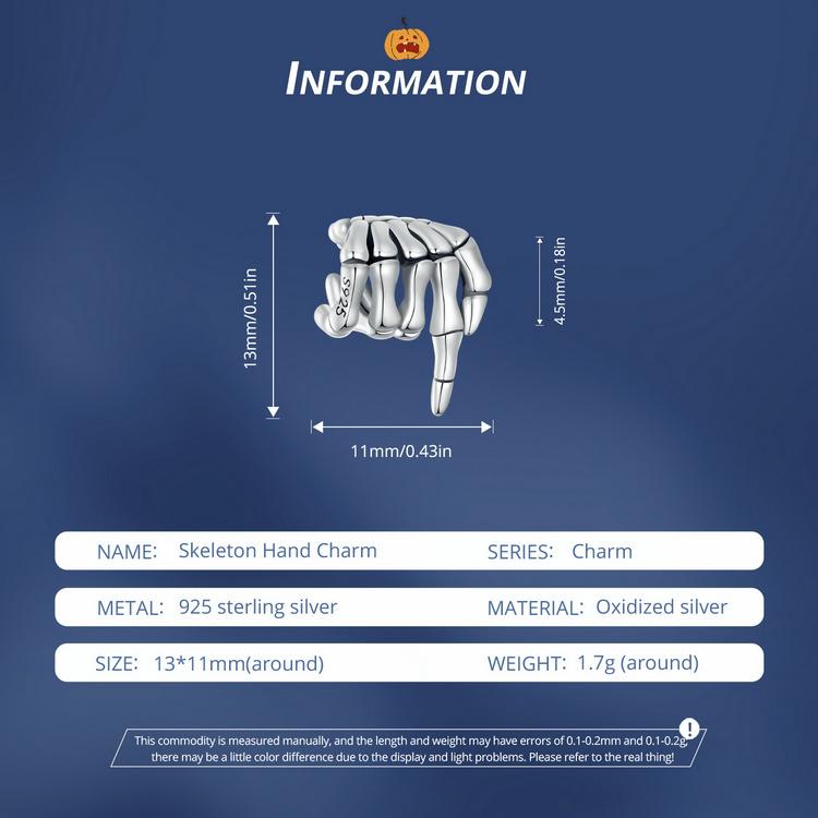 BAMOER стерлингового серебра 925 пробы, темный индивидуальный скелет, ручные подвески, бусины для женщин и девочек, браслет и браслет, ювелирные изделия своими руками