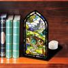 Gothic Book Nook Suncatcher Stained Glass Candle Holder Window Bookshelf Insert Diorama for Library Decor Bookish Gifts for Readers Book Lovers