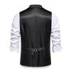 Men's Vintage Suit Vests Single Breasted Tweed Fabric Jacquard Suit Formal Vest Lapel Sleeveless Slim Fit Waistcoat