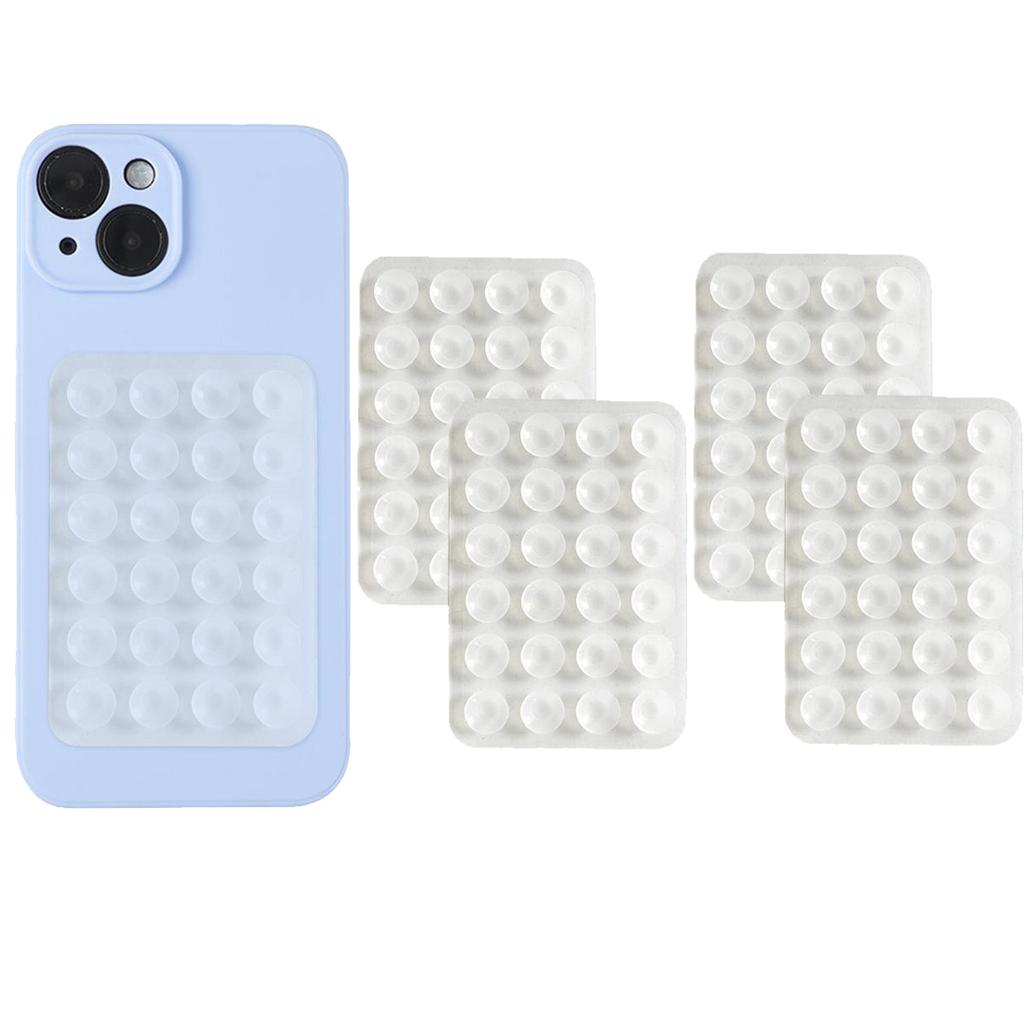 Pack of 4 Silicone Suction Phone Case Mount Non Slip 24 Squares Suction Cup Phone Mount Holder for Taking Selfies and Videos