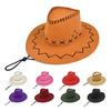 New Windproof Rope Western Cowboy Hat Men Outdoor Sun Protection Sun Protection Large Brim Knight Hat Retro Jazz Hat