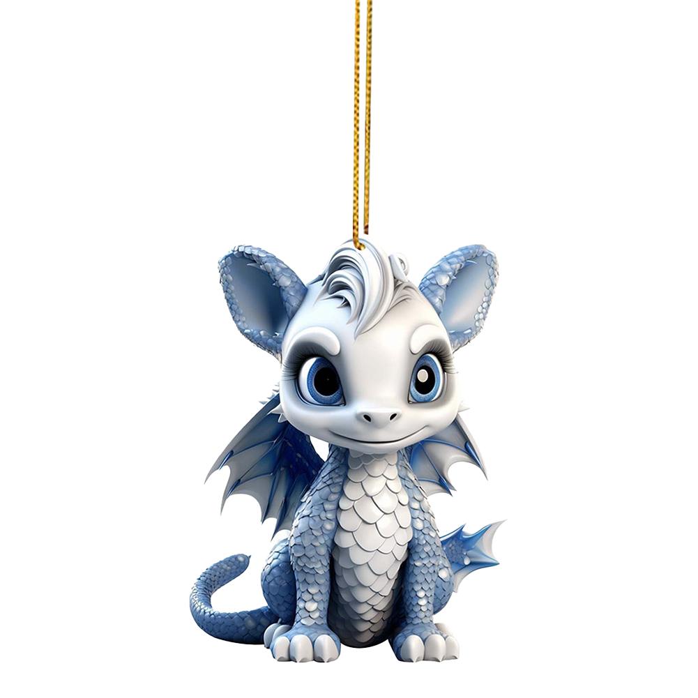 Christmas Tree Pendant Cute Dragon Baby Hanging Pendant Window Decor 2D Christmas Decoration Dragon Statue Ornament Party Gift
