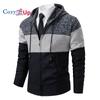Cozy Up Autumn  Hooded Warm Sweater for Men with Thick and Velvet Men Knitted Sweatercoats Patchwork Jacket Male