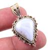 Natural Blue Lace Agate Gemstone 925 Solid Silver Two Tone Pendant 1.50'' F0m62