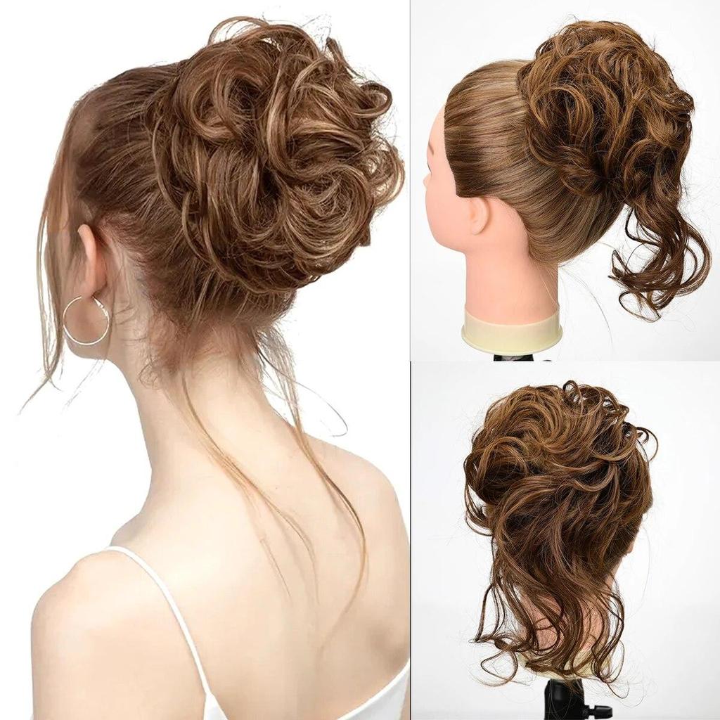 ALAN EATON Зажим для когтей, грязная булочка для женщин, синтетический волнистый вьющийся хвостик, шиньон для повседневной носки, многоцветный вариант, 10 дюймов