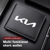 BQTT3 Leather Car Short Men Wallet Purse With Card Holder License Accessories For KIA K5 K2 Optima Soul Spectra Niro Cadenza Sephia