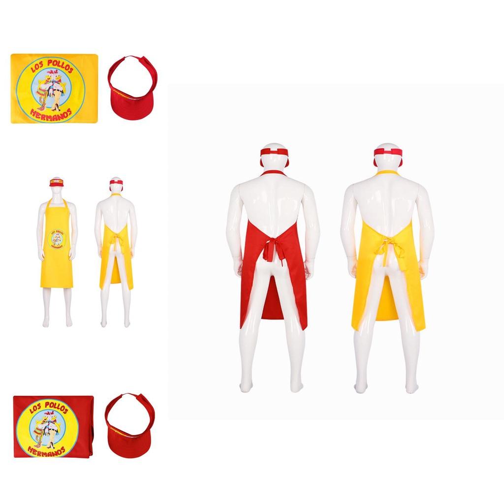 Косплей фартук и шляпа-панама Los Pollos Fried Chicken, полиэстер, красный фартук+шляпа