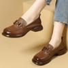 Genuine Leather Women's Shoes Spring and Autumn New Soft-soled British-style Loafers Non-slip Retro Small Leather Shoes