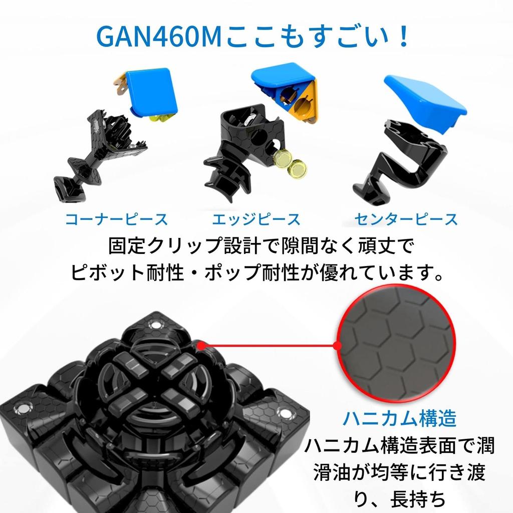 GAN460M 4x4x4 Cube with Black Interior, Built-in Magnets, Stickerless, Includes Japanese Version Strategy Guide, Stand, and Cleaning Cloth (GAN460M)