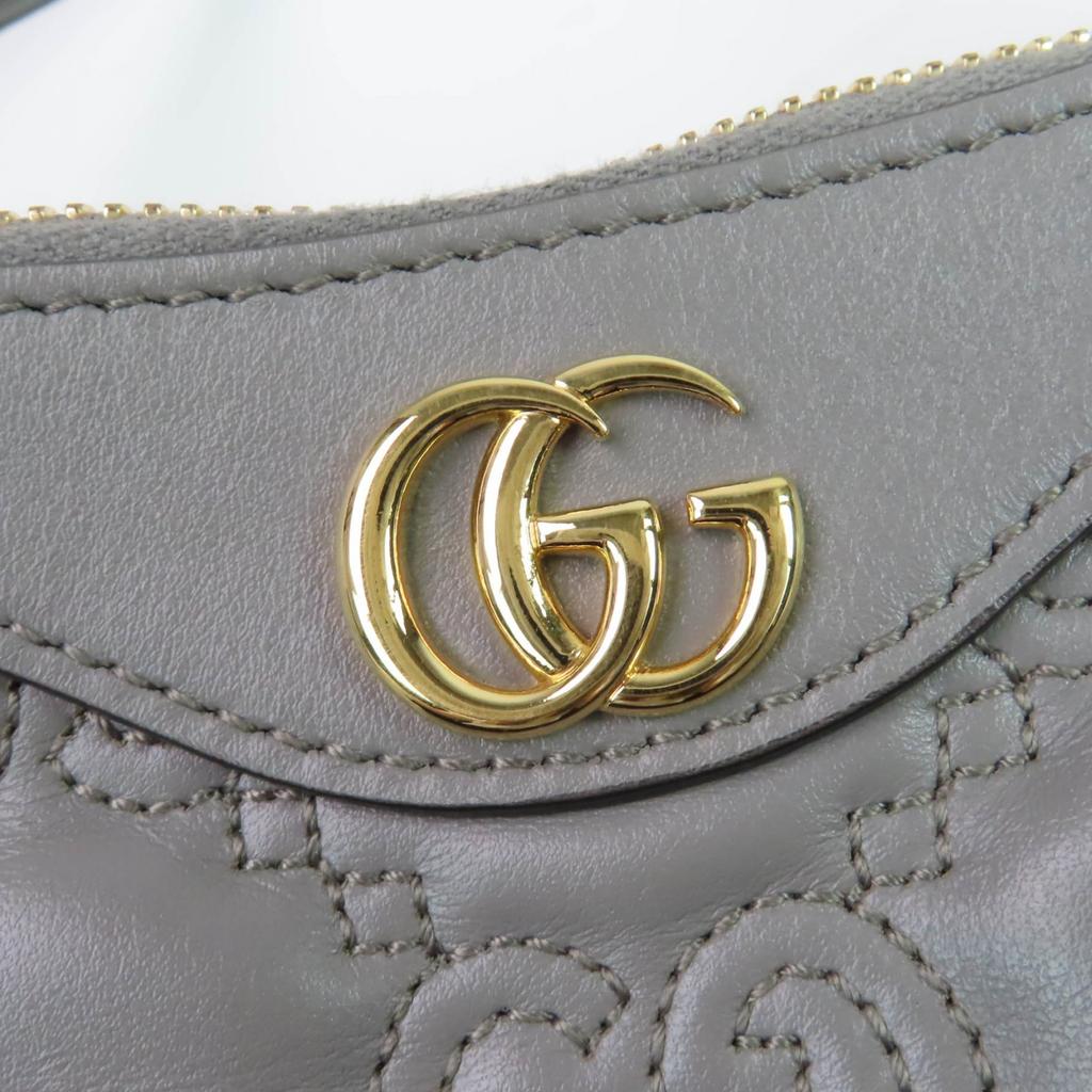 Very Good GUCCI Shoulder Bag GG Matelasse Leather 2-Way Handbag gray leather Used