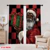 2pcs,2D plane printing Curtains&Window Treatment Black Santa Claus Versatile Polyester Fabric (without rod) Decorations Outdoor
