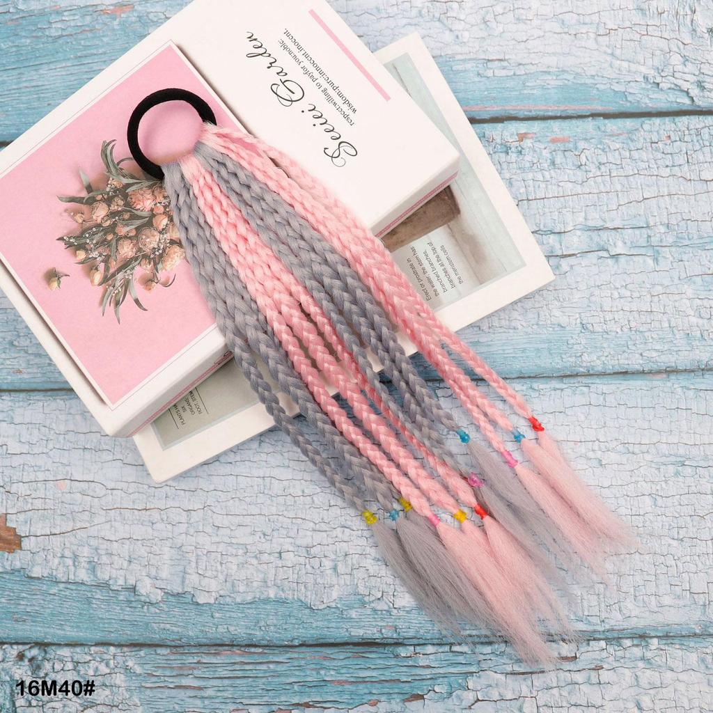 Резинка для волос Короткое Цветное Плетеное Наращивание Волос Хвост Радужный Разноцветный Синтетический Хвост для Девочек Ежедневное Вечернее Использование