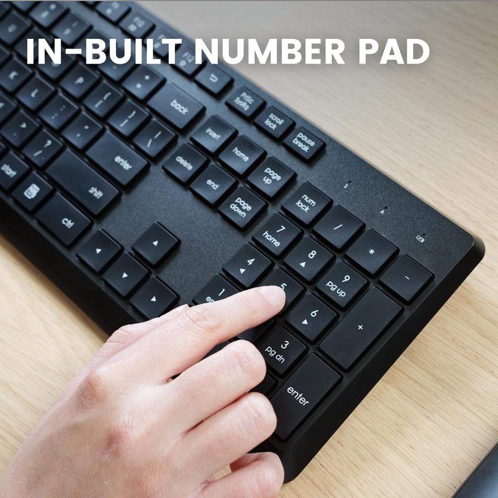 Perixx Wireless Keyboard and Mouse Full Size PERIDUO-716 Set, Black,