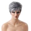 БЛОНДИНКА-ЕДИНОРОГ, модный синтетический парик, короткие прямые натуральные серые волосы с челкой, женские волосы