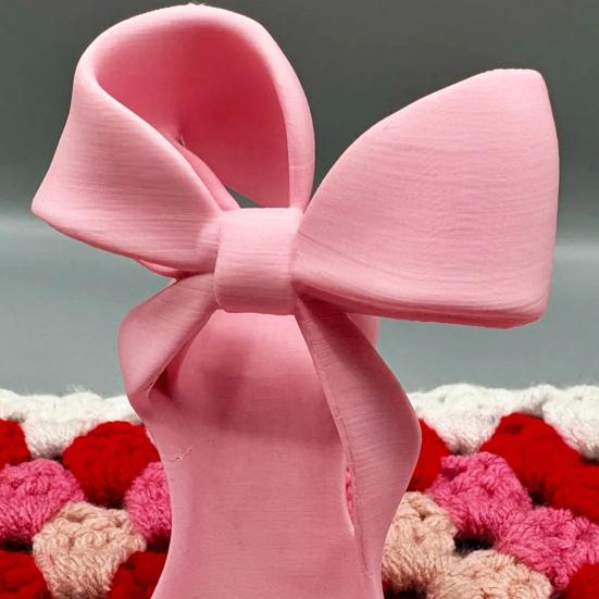 Розовая подставка для украшений в виде туфли-стилета, напечатанная на 3D-принтере, блюдо для украшений в виде туфли на высоком каблуке с бантом, держатель для женских колец и серег, подставка для демонстрации украшений для туалетного столика в спальне