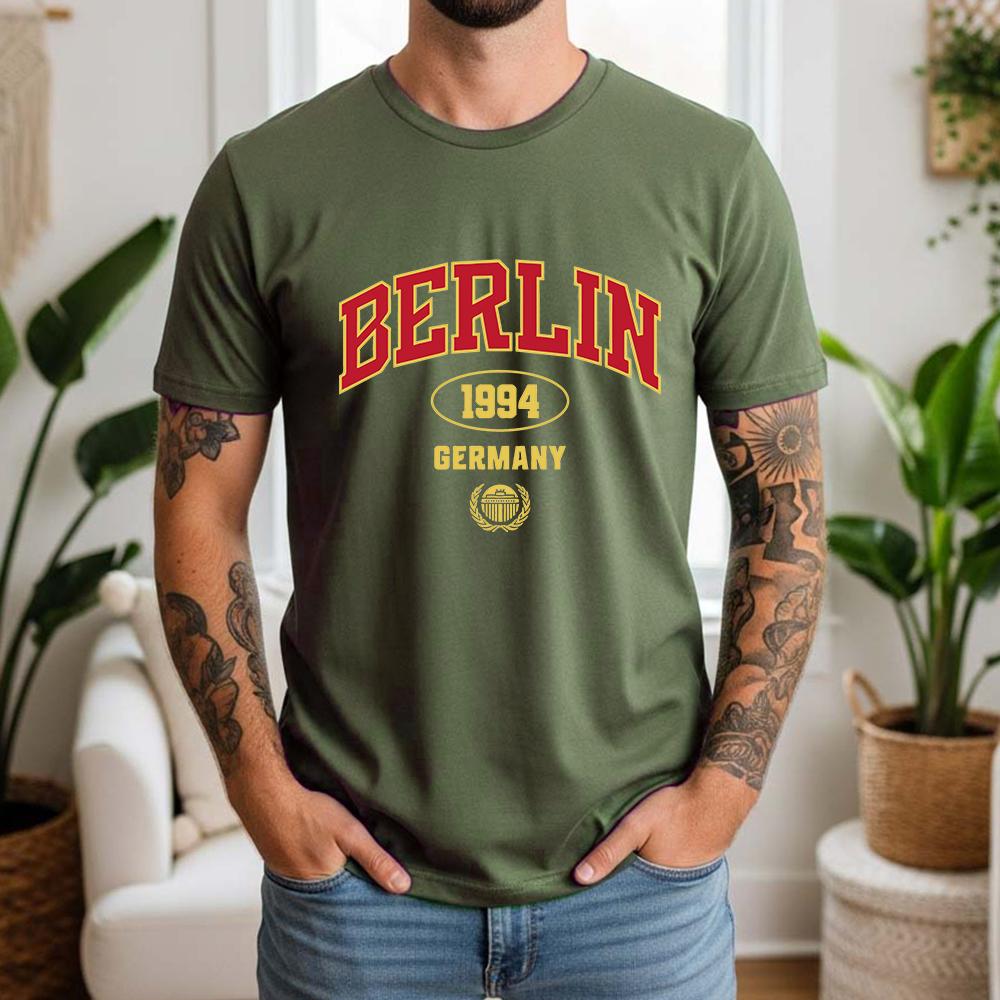 New Summer 100 Cotton Graphic Oversized Tee Berlin 1994 Gerunisexy Retro College Style Themed Short Sleeve