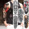 Long Full Arm Temporary Tattoos For Men Boys Lion King Of Beasts Military Tatoo Body Art Henna Fake Wolf Waterproof Sleeve Tattoo Stickers