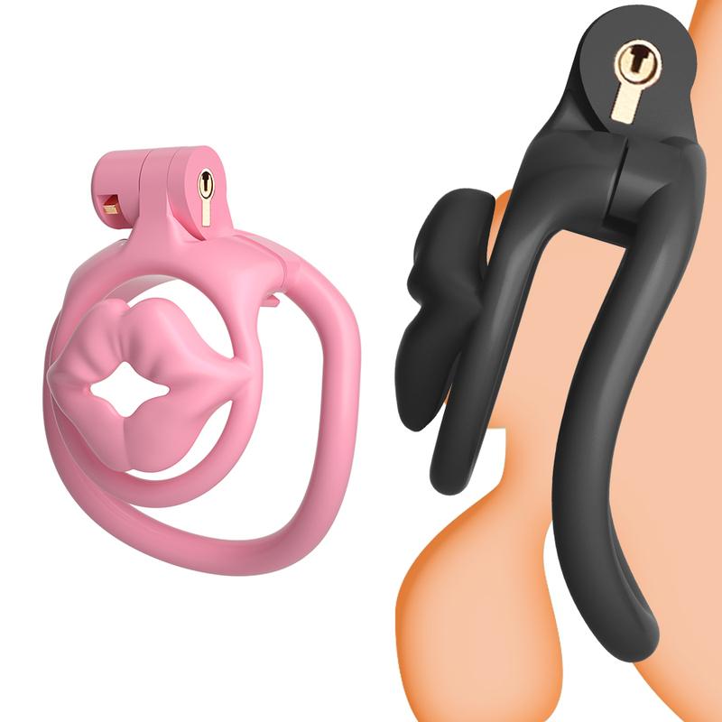 Breathable Faux Lip Chastity Cage For Men ABS Flat Comfortable Design Removable Lock Anti Masturbation Device Invisible Wear