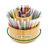 VaeFae Bamboo Pen Holder Circular Rotating Art Supply Holds 420 Desktop Storage for Marker Colored Art Brushes Organizer, Organizer, Pencils, Pens,