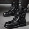 Men's Autumn Winter Motorcycle Boots New Fashion Casual High-Top Boots for Men Anti-Slip Lace-Up Outdoor Vintage Booties