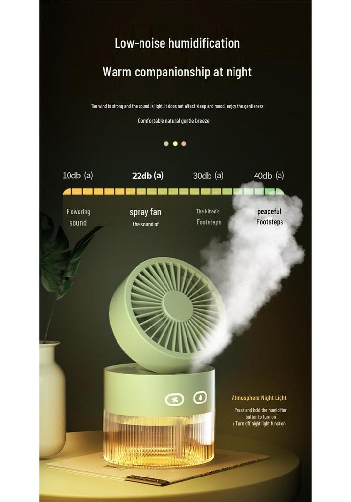 Foldable USB Mini Desktop Turbine Fan with Cooling and Humidifying Spray