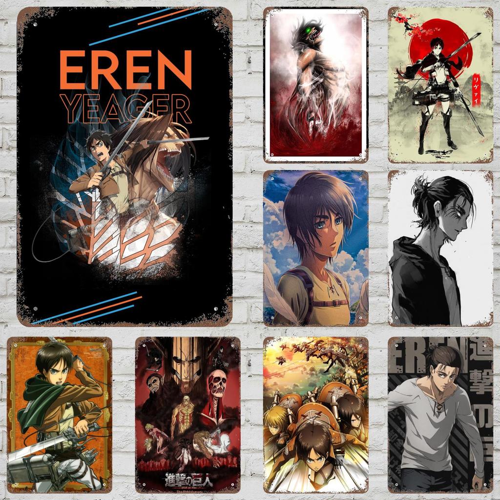 eren yeager Vintage Metal Tin Signs Posters Decor Retro Metal Plaque Wall Art Decor for Garage Bar