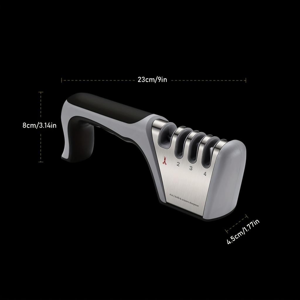 4-in-1 Sharpener Multi-purpose Household Kitchen Gadgets Tungsten Steel Grindable Scissors Tool Quick Sharpening Stone Bar