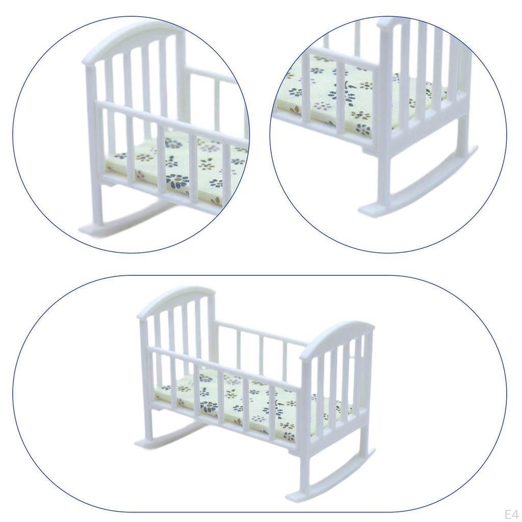 1:12 Miniature Crib Bed Accessories Modern Dolls House Furniture Toy Doll Cradle Ornaments Pretend