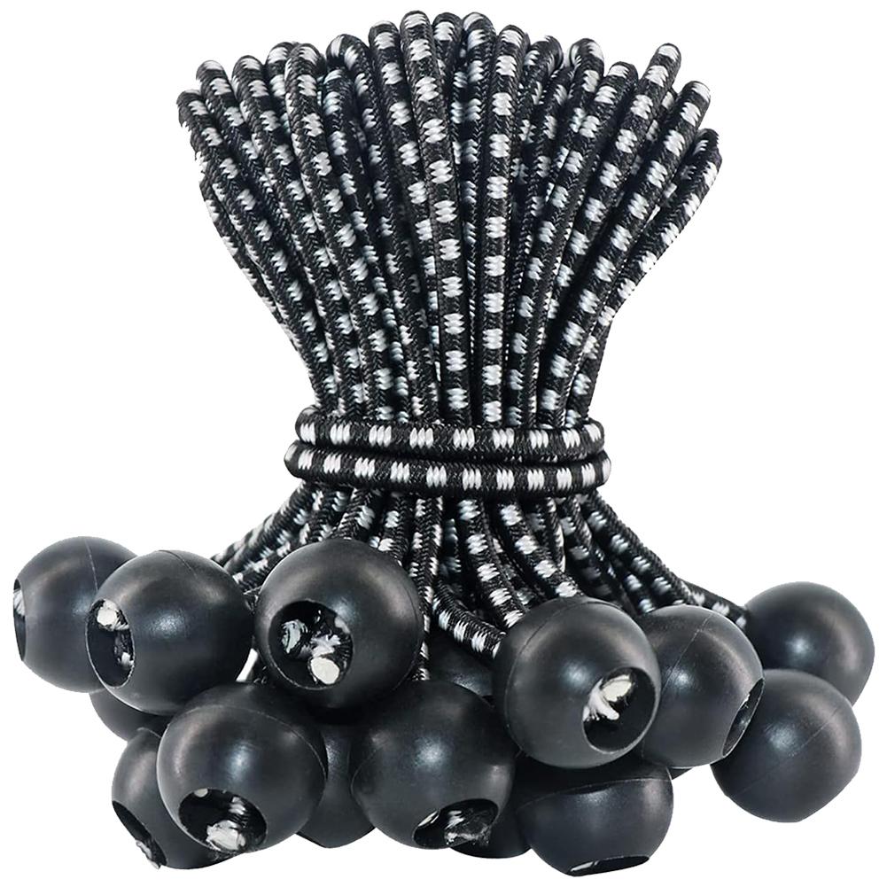 50pcs Bungee Ball Tarps with Elastic String Tarpaulin Flagpole Ties Elastic Rope Lace Fixed Boat Pole Camping Tent Accessories