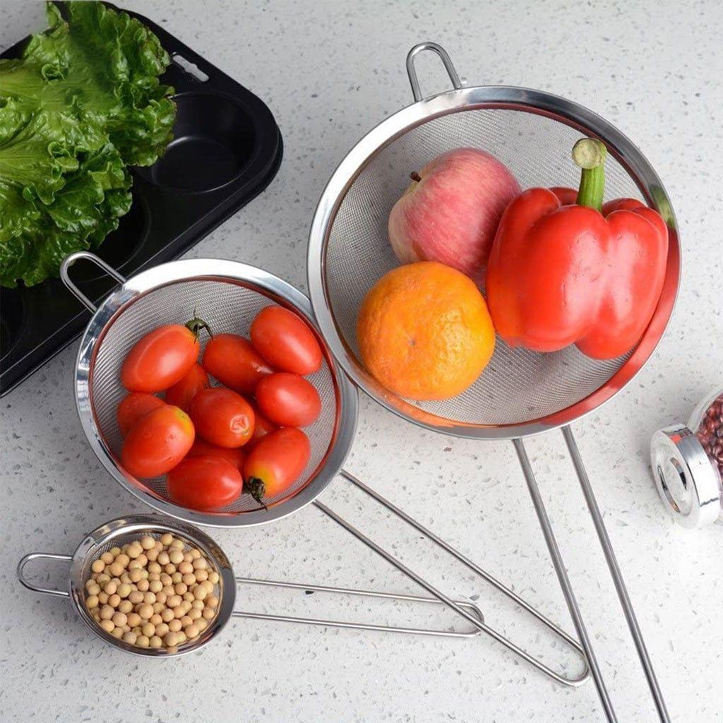 3pcs Stainless Steel Wire Fine Mesh Oil Strainers Flour Colander Sieve Sifter Filter Baking Kitchen Accessories