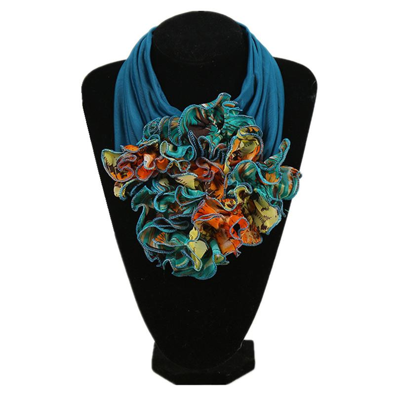 New Trend Women Scarf Floral Collar Scarf Luxury Big Flower Neckerchief Ring Neck Scarves Fashion Bandana Head Hijab For Ladies