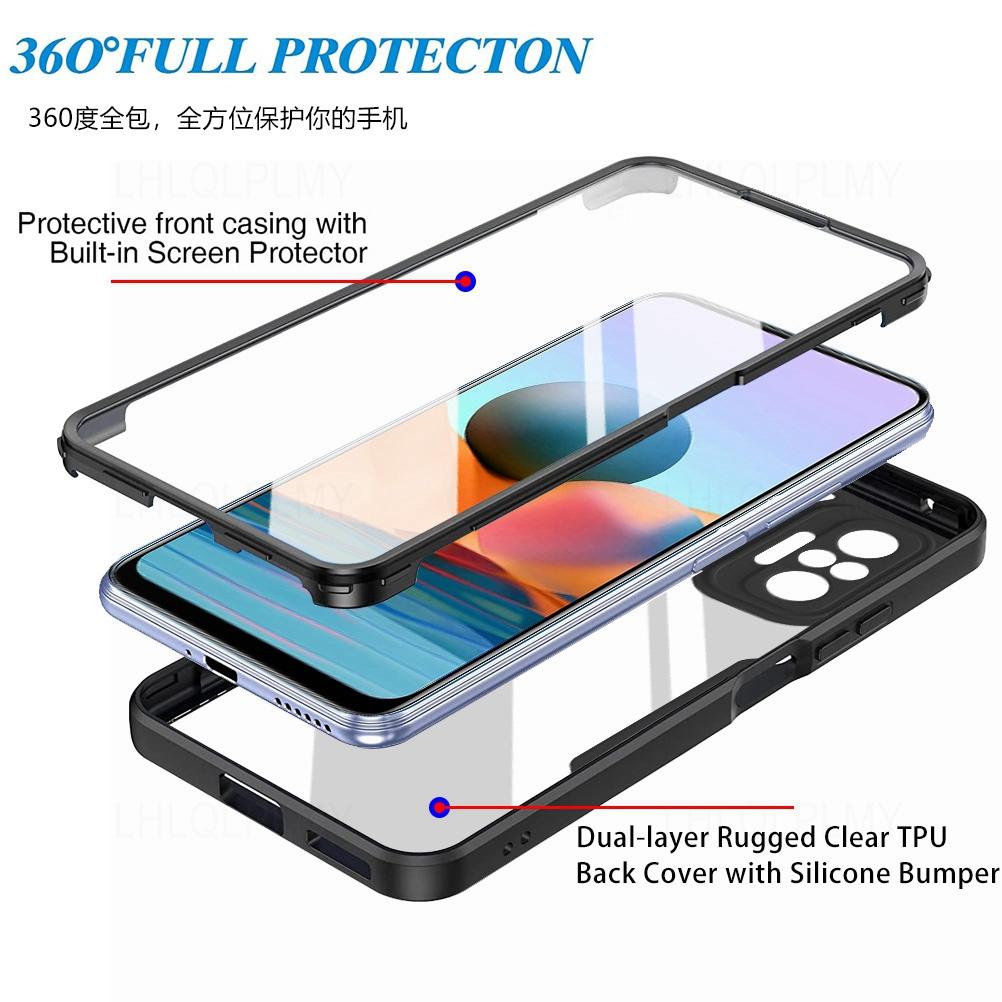 Front Back Protect ShockProof Case For Xiaomi Redmi 9T 9A 10A 9C 10C Note 10S 11S 9 10 Pro 5G A1 Plus Mi 11 Lite 11i 11T Cover