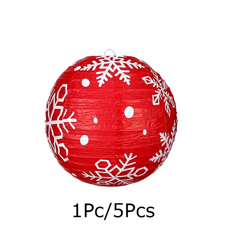 1 шт./5 шт. Подвесные бумажные фонарики Праздничные торжества Красный Зеленый Домашний бумажный фонарик Декор для двора С принтом снежинок Новый год 2 цвета