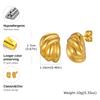 Chunky Textured C Hoop Earrings Stainless Steel 18K PVD Gold Plated Waterproof Tarnish Free Minimalist Geometric Party Jewelry
