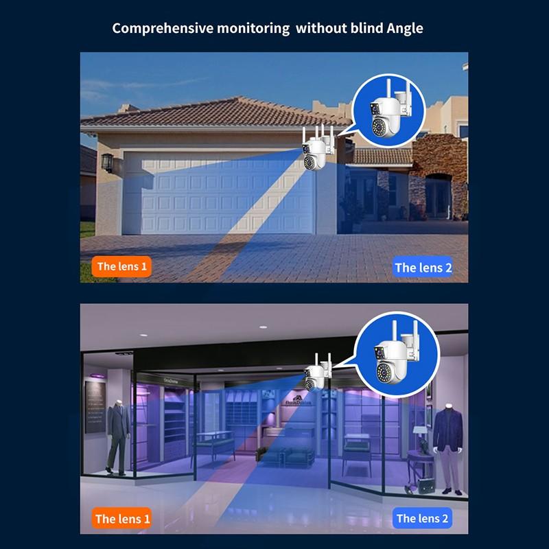 Наружная камера видеонаблюдения с двойным объективом 4K, домашняя камера видеонаблюдения, беспроводная Wi-Fi IP-камера, поддержка двустороннего аудио, встроенный микрофон