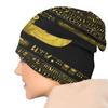 Золотой египетский орнамент бога на черных кожаных шапках Skullies, зимняя теплая шапка-бини, вязаная шапка в Древнем Египте для лыж