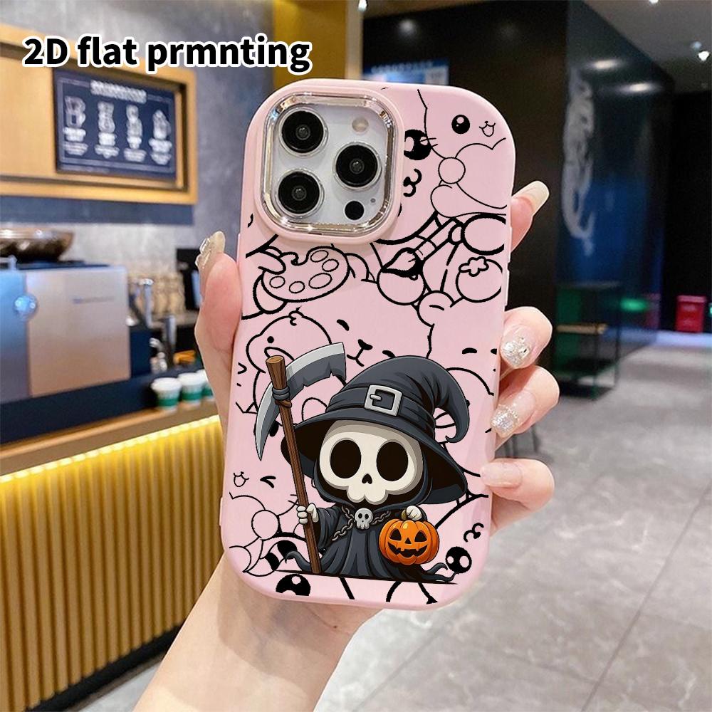 Phone Case: 2D flat, suitable for iPhone 18, 17, 16, 15, 14, 13 Pro protective case, Grim Reaper skull, perfect Christmas and Halloween festival gift
