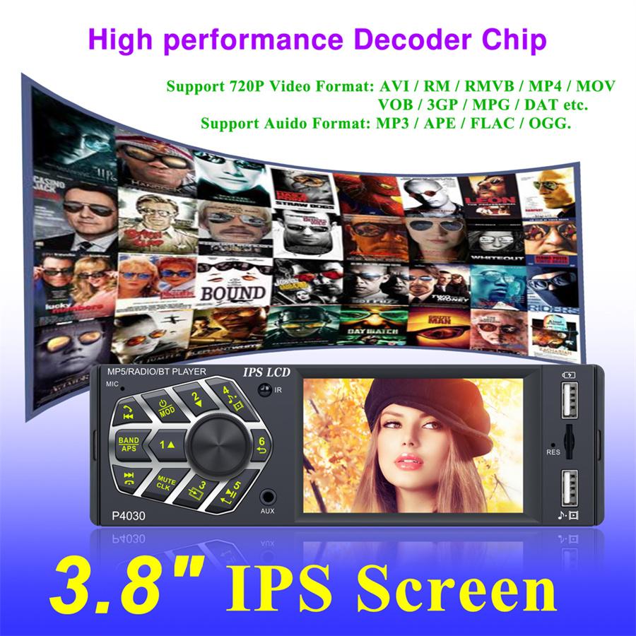 Автомобильный 3,8" IPS экран Bluetooth RMVB/MP5/Радио/Bluetooth плеер FM-радио Поддержка