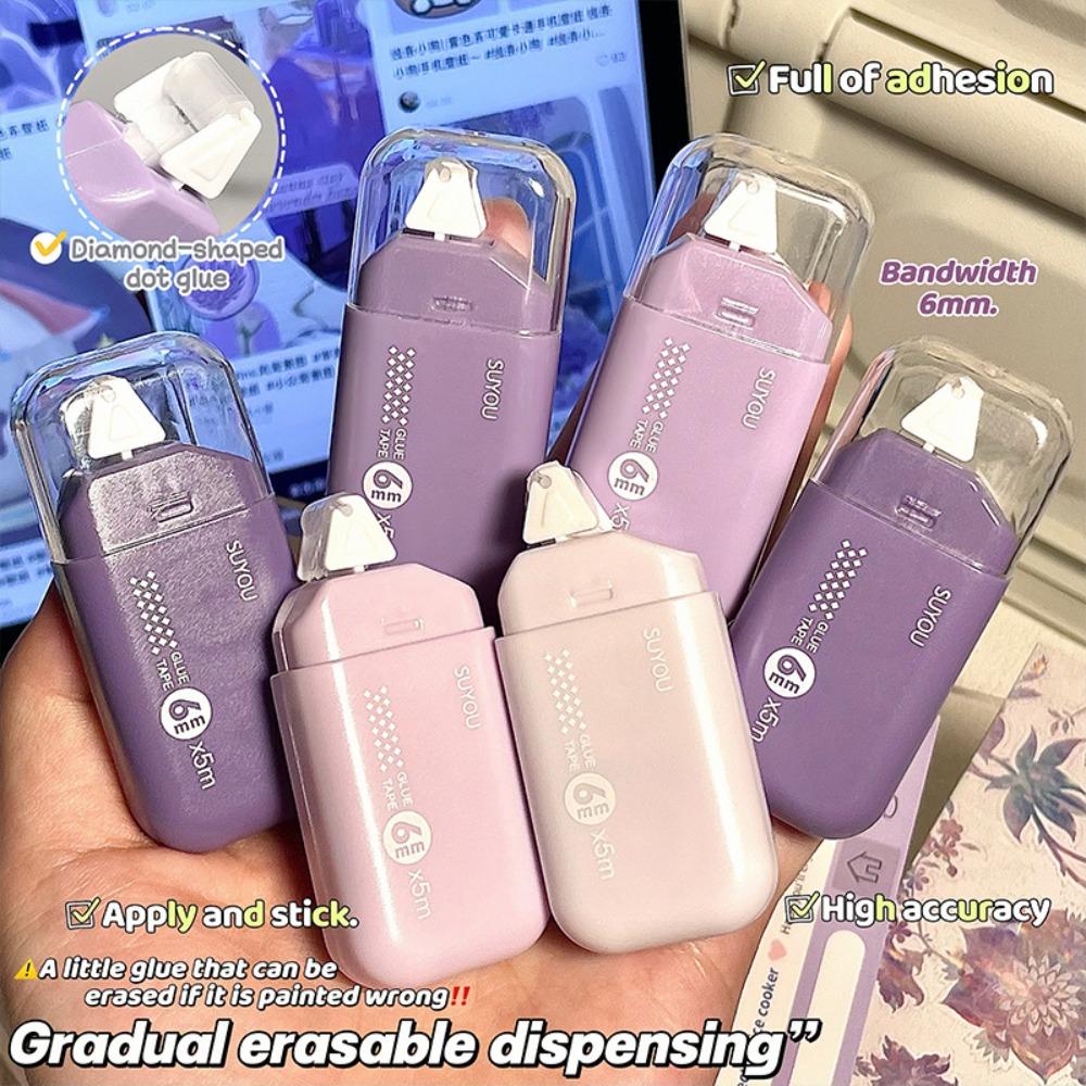 6pcs Gradient Color Dot Glue Tape High Viscosity Double-sided Adhesive Tape  School Office