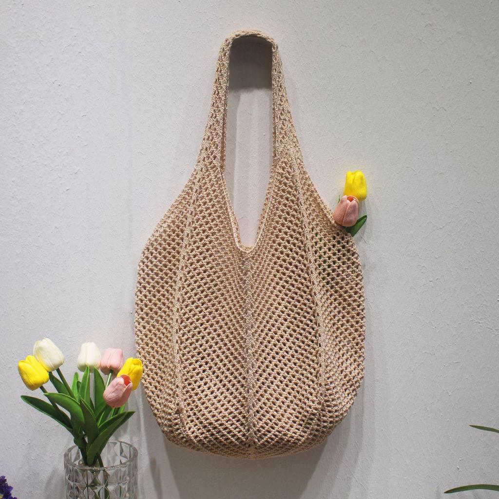 Легкие и эстетичные женские летние вязаные крючком сумки-тоут — идеально подходят для пляжа, шопинга и вечеринок