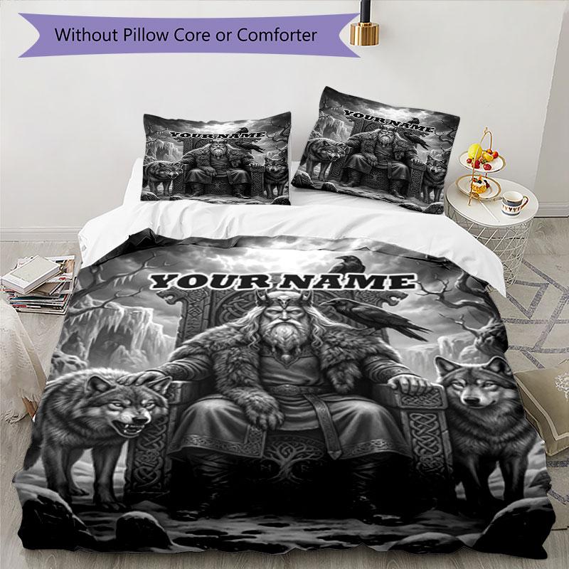 3PC Custom Name Throne Majesty Bedding Set Duvet Cover Closure Includes 1 Duvet Cover & 2 Pillowcases for Bedroom
