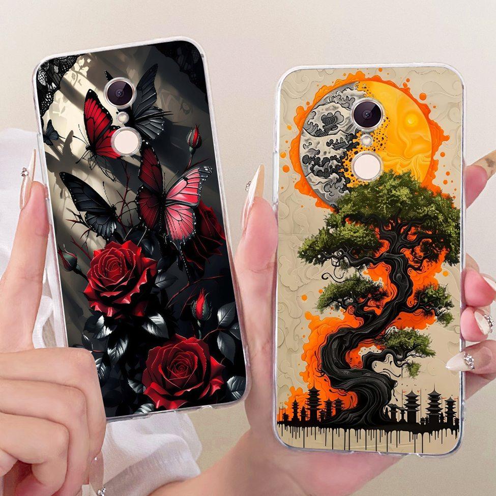 For Redmi 5 Case Cover Transparent Cute Cat Fashion Butterfly Funny Painted Casing MDG1 MDI1