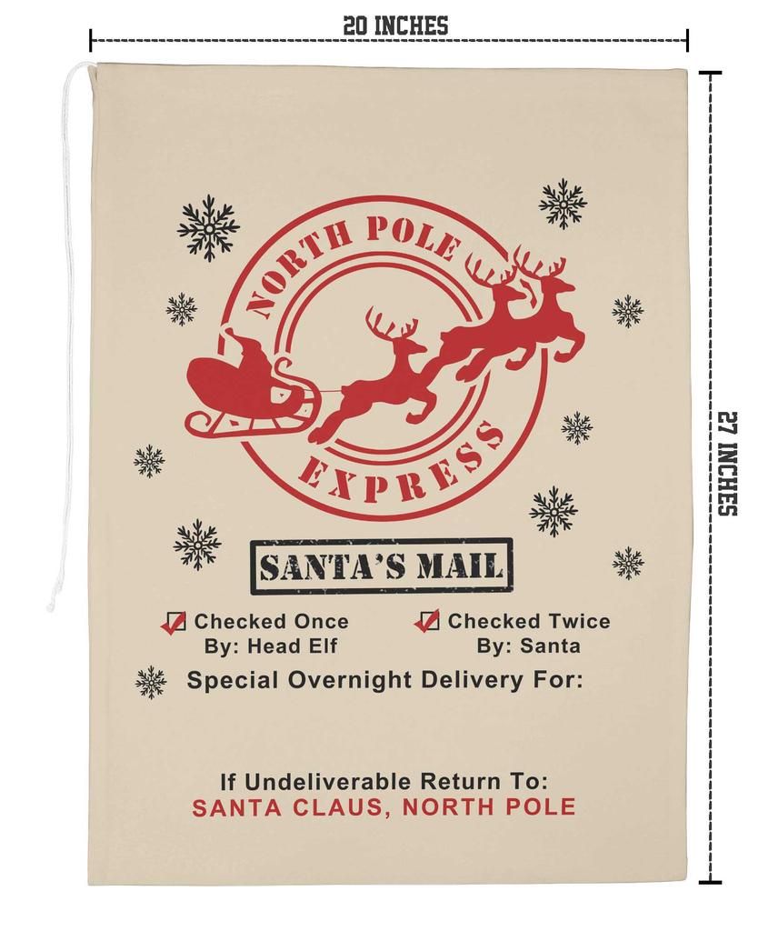 Printtoo Упаковка из 2 специальных рождественских мешков с завязками, очень большого размера, для многоразового хранения рождественских подарков, 27x20 дюймов