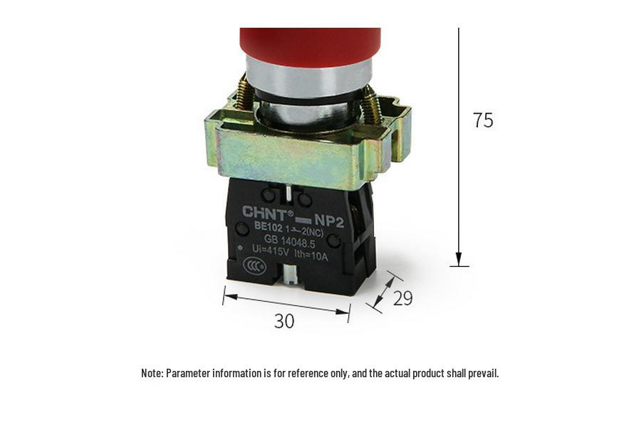 Zhengtie NP2-BS542 22mm Self-Locking Mushroom Head Emergency Stop Button Switch