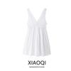 Fashion Style 2024 Summer New Arrival Women's Clothing Stylish V Neck All-Match White Embroidery Stitching Mini Dress