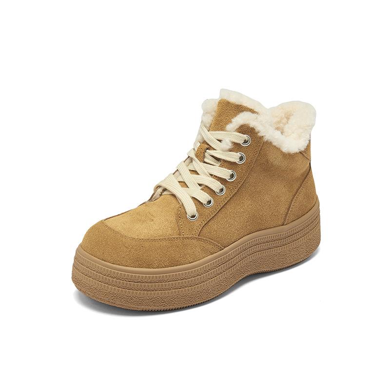 Августин женские зимние сапоги 2025 новая зима на меху утолщенные хлопковые туфли на платформе повседневные спортивные пушистые короткие сапоги